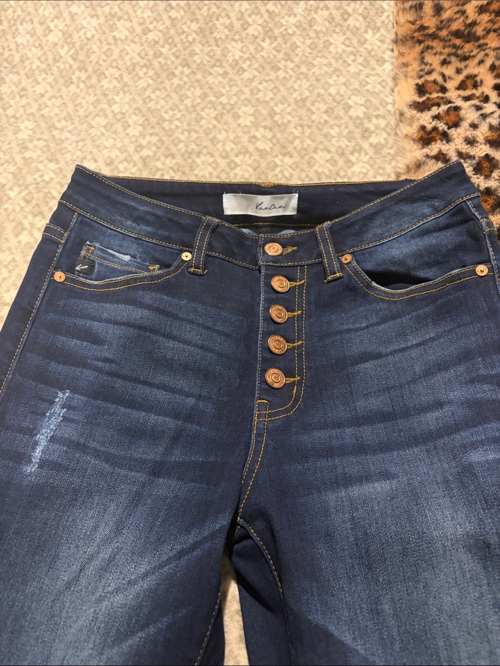KanCan Dark Blue Skinny high wasted Jeans with Contrast Stitching